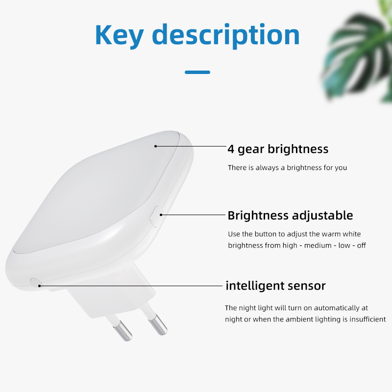 OEM Portable Plug In Wall Led Night Light Dusk to Dawn Sensor Night Light with Automatic On Off For Children Kids Room