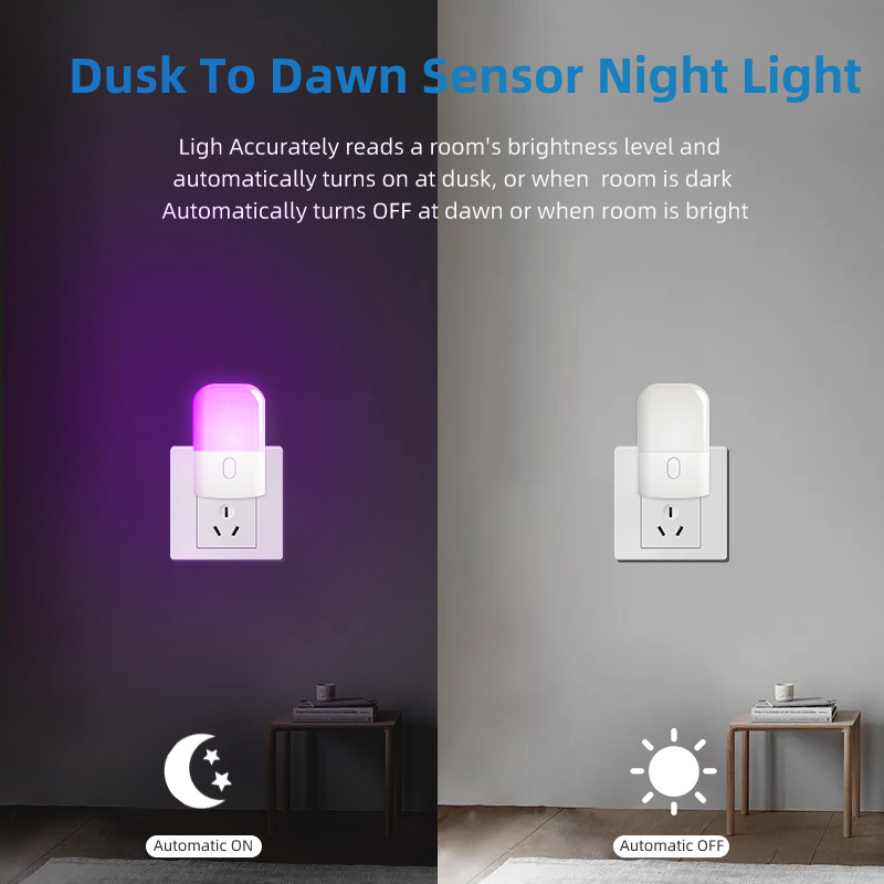 Hot Sale Dimmable Baby Room Motion Sensor RGB Night Light Baby LED Plug-In Night Light Dusk to Dawn