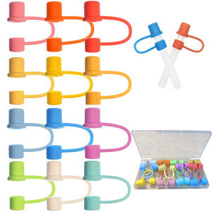 New Custom Silicone  Colorful Straw Topper Covers Straw Cover Cute PVC Set Attachment Straw Topper