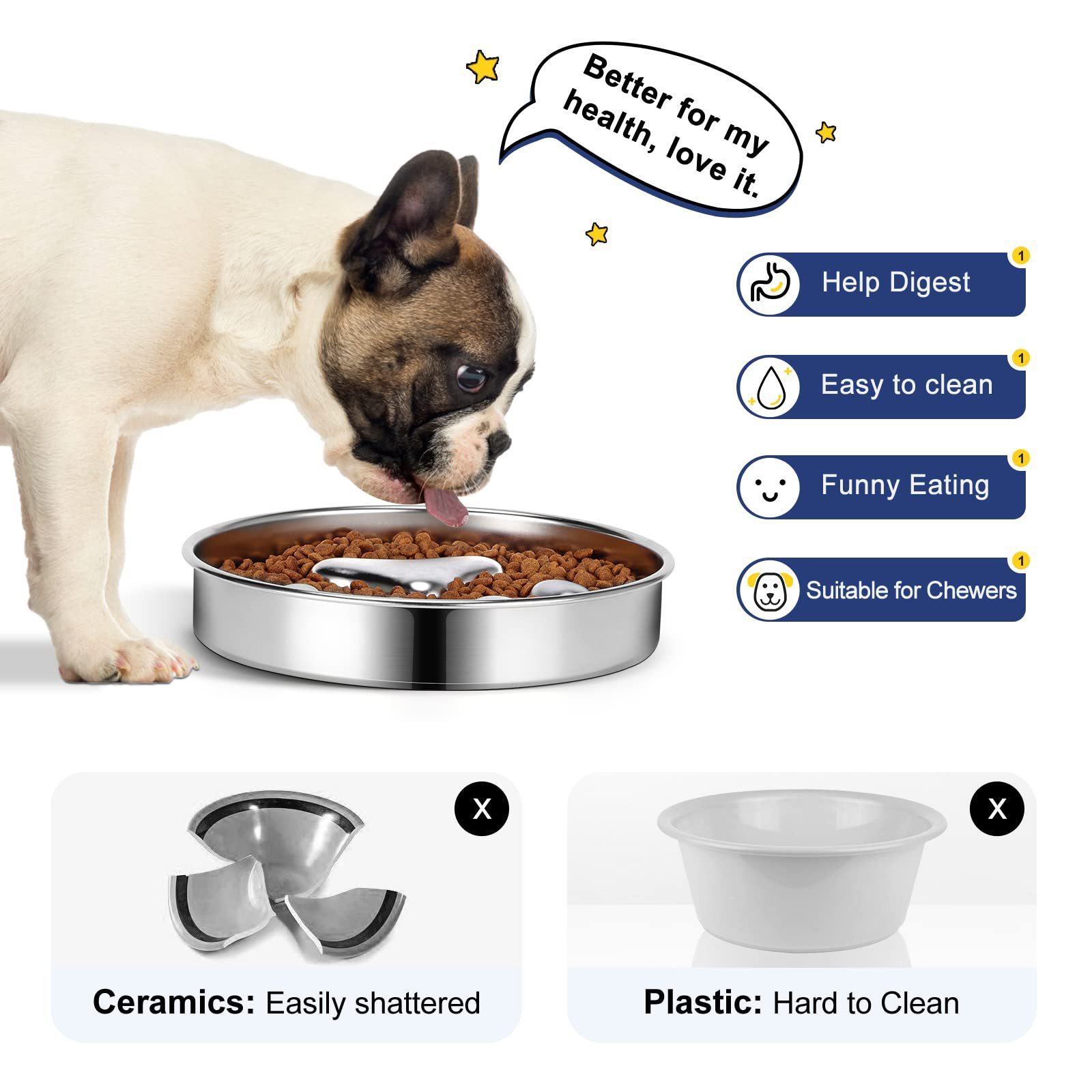 Factory Wholesale Slow Feeder Dog Bowl Stainless Steel Pet Slow Feeder Bowl Food And Water Bowls