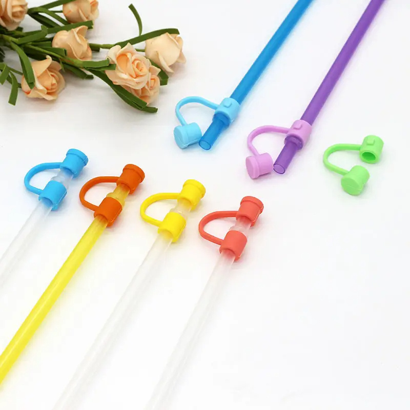 New Custom Silicone  Colorful Straw Topper Covers Straw Cover Cute PVC Set Attachment Straw Topper