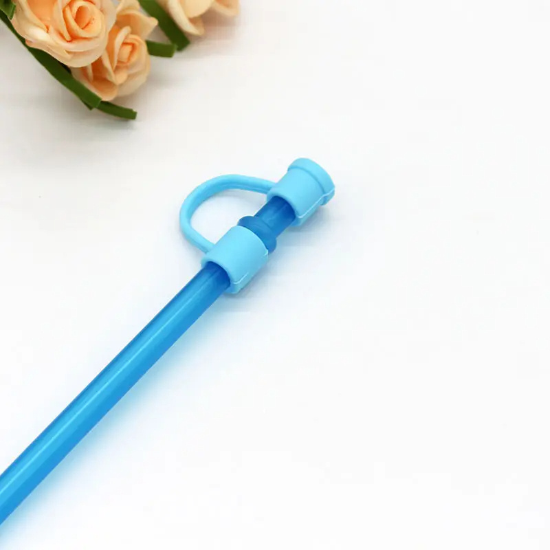 New Custom Silicone  Colorful Straw Topper Covers Straw Cover Cute PVC Set Attachment Straw Topper