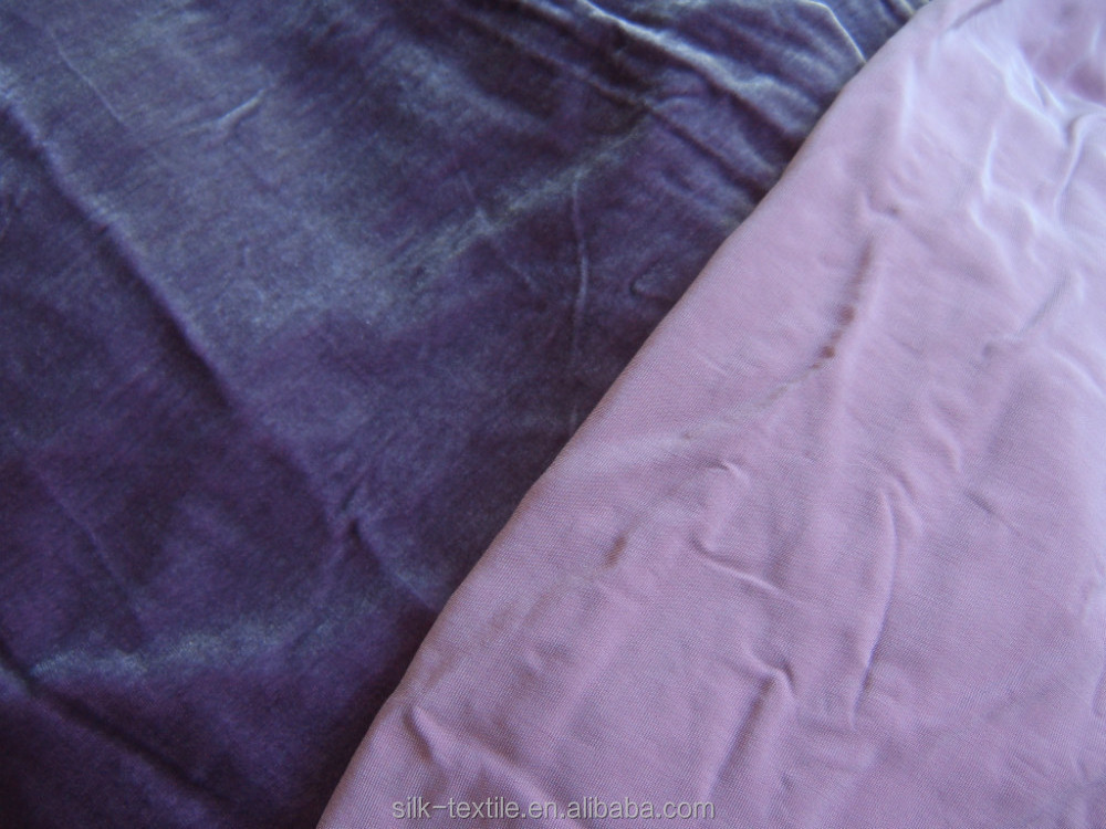 solid dyed colour purple grape plain silk velvet fabric