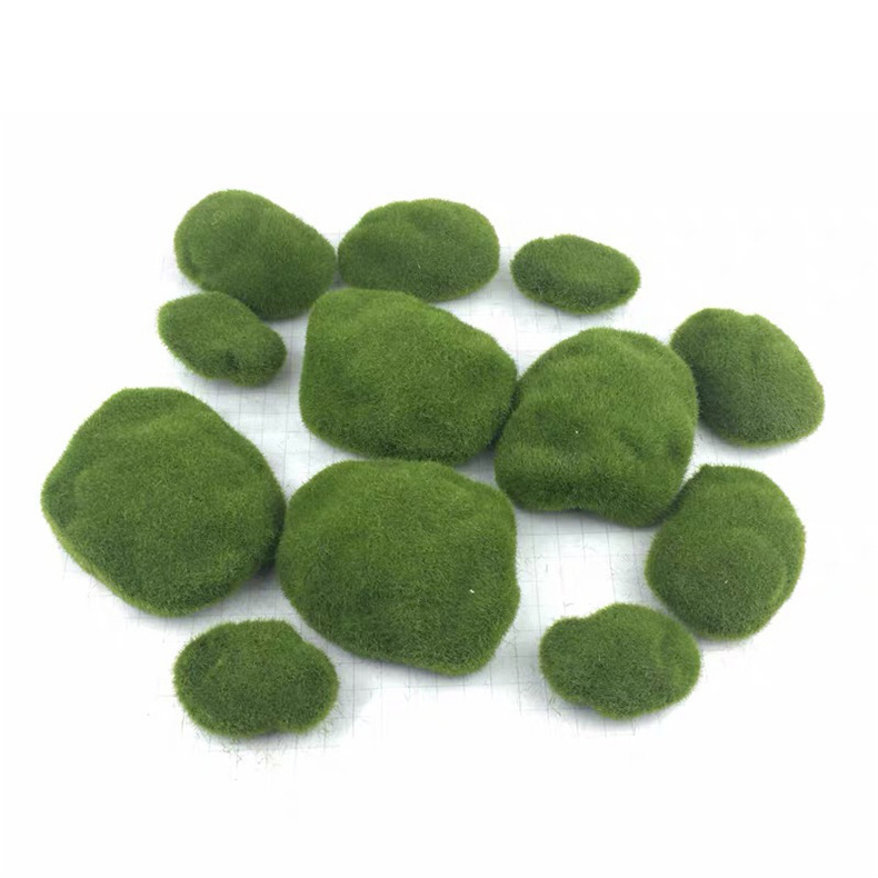 Rocks Moss Indoor Natural Green Decorative Carpet Artificial Rocks  Reindeer Decorative Faux Green moss ball