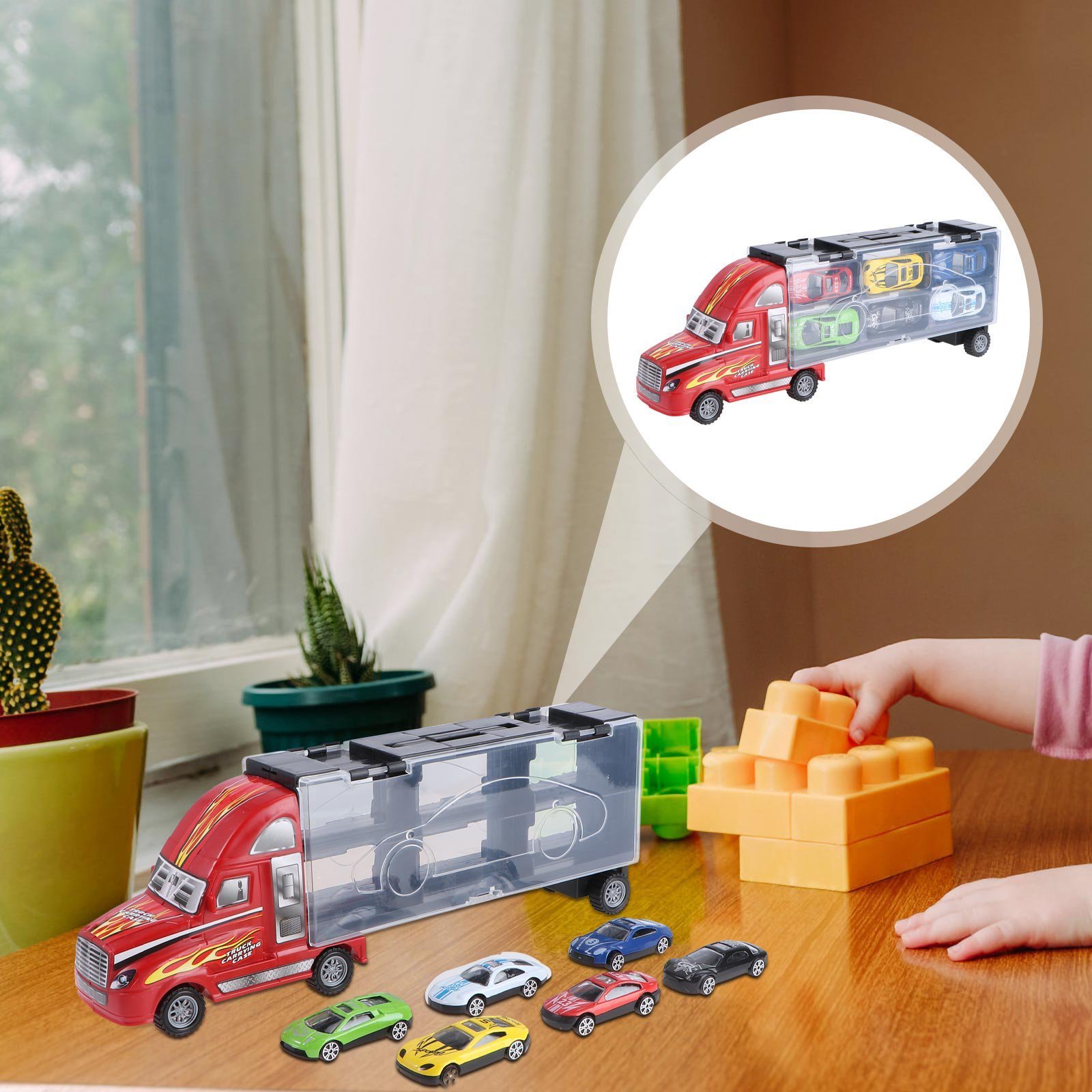 Kids Large Metal Transport Model Truck Toy Vehicles Bilateral Hand-held Container Resistant Falling Alloy Diecast Toys Model Car