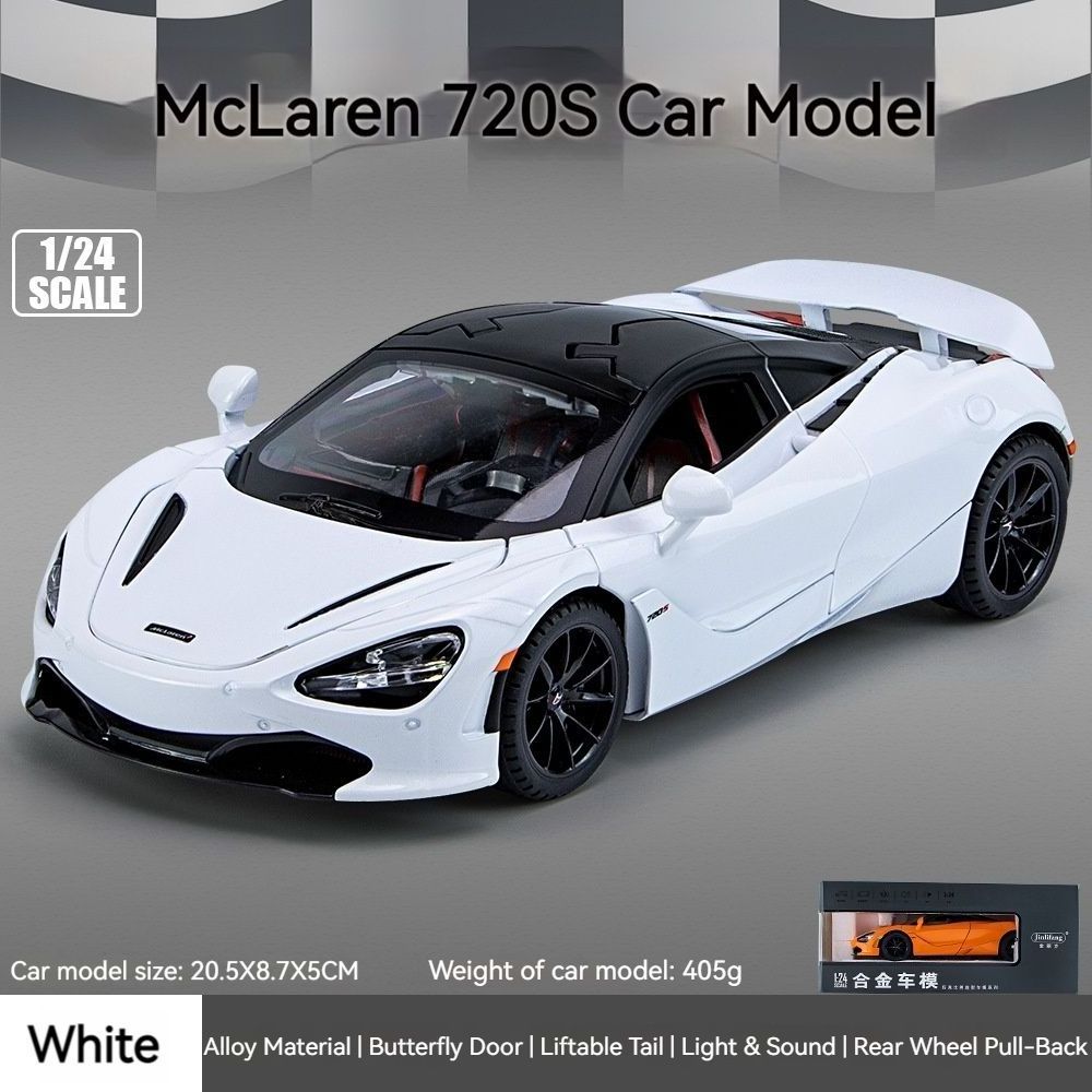 McLaren 720S 1/24 juguetes para los ninos 2022 Alloy Pull Back sports car model lights and sound children gift diecast car model