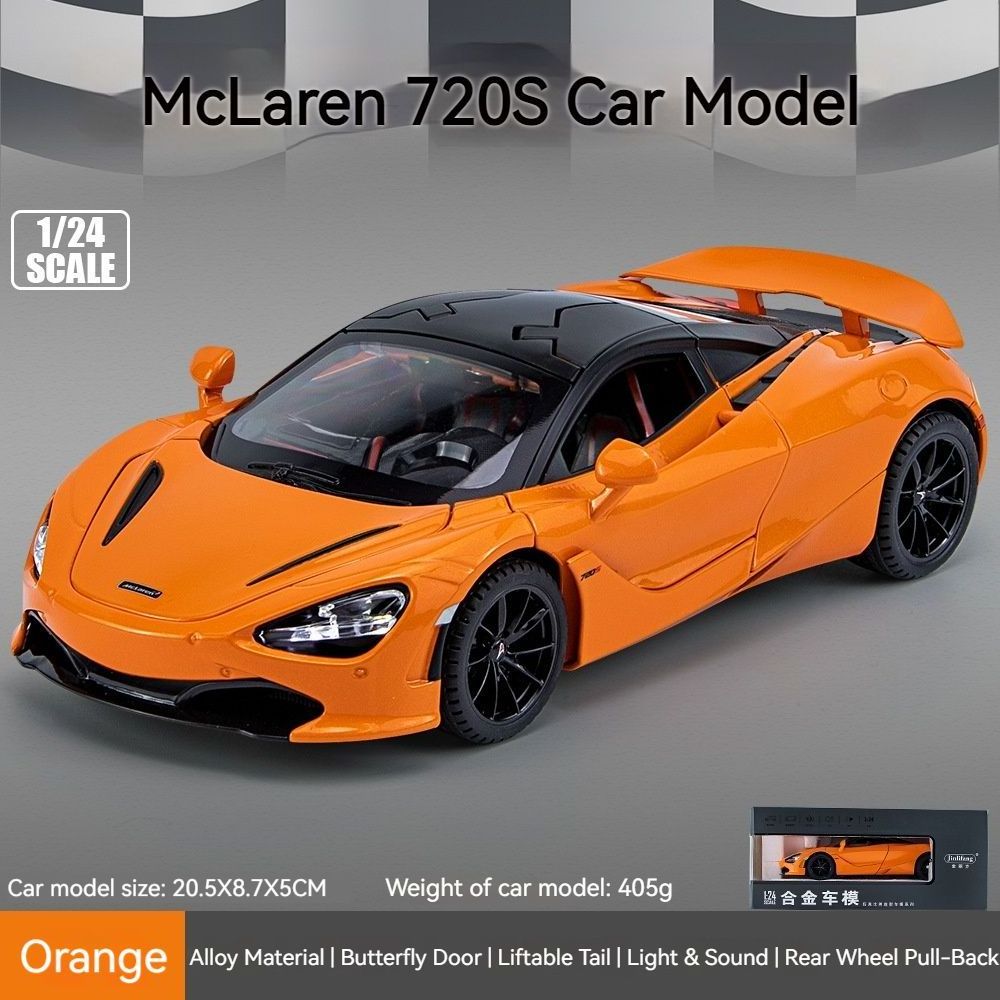 Hot OEM McLaren 720S 1:24 diecast toys model car sports car alloy lights and sound pull back wheel children toy diecast car