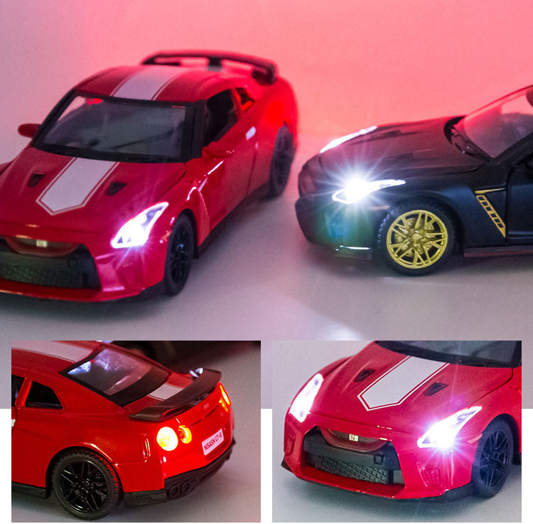 Hot GTR 1:32 diecast car toys model full door open electronic metal pull back cars toy vehicles for kids