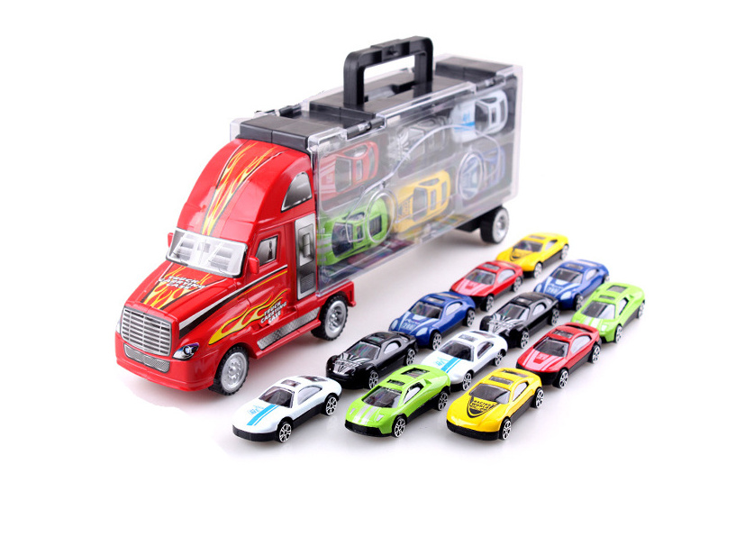 Hotwheels 12 pack Metal Large Transport Storage Truck Model Car Dual-sided Carry Container Vehicle Resistant Fall Diecast Toys