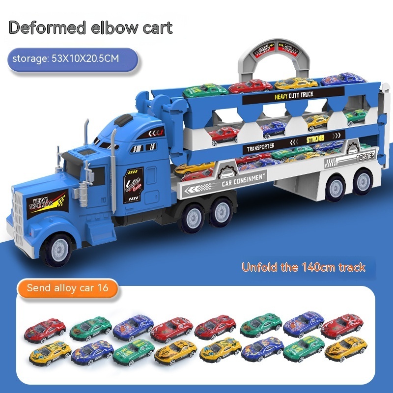 Kids Large Metal Transport Model Truck Two-Sided Hand-Held Container Folding Storage Gold Cast Ejection Toy Model Car