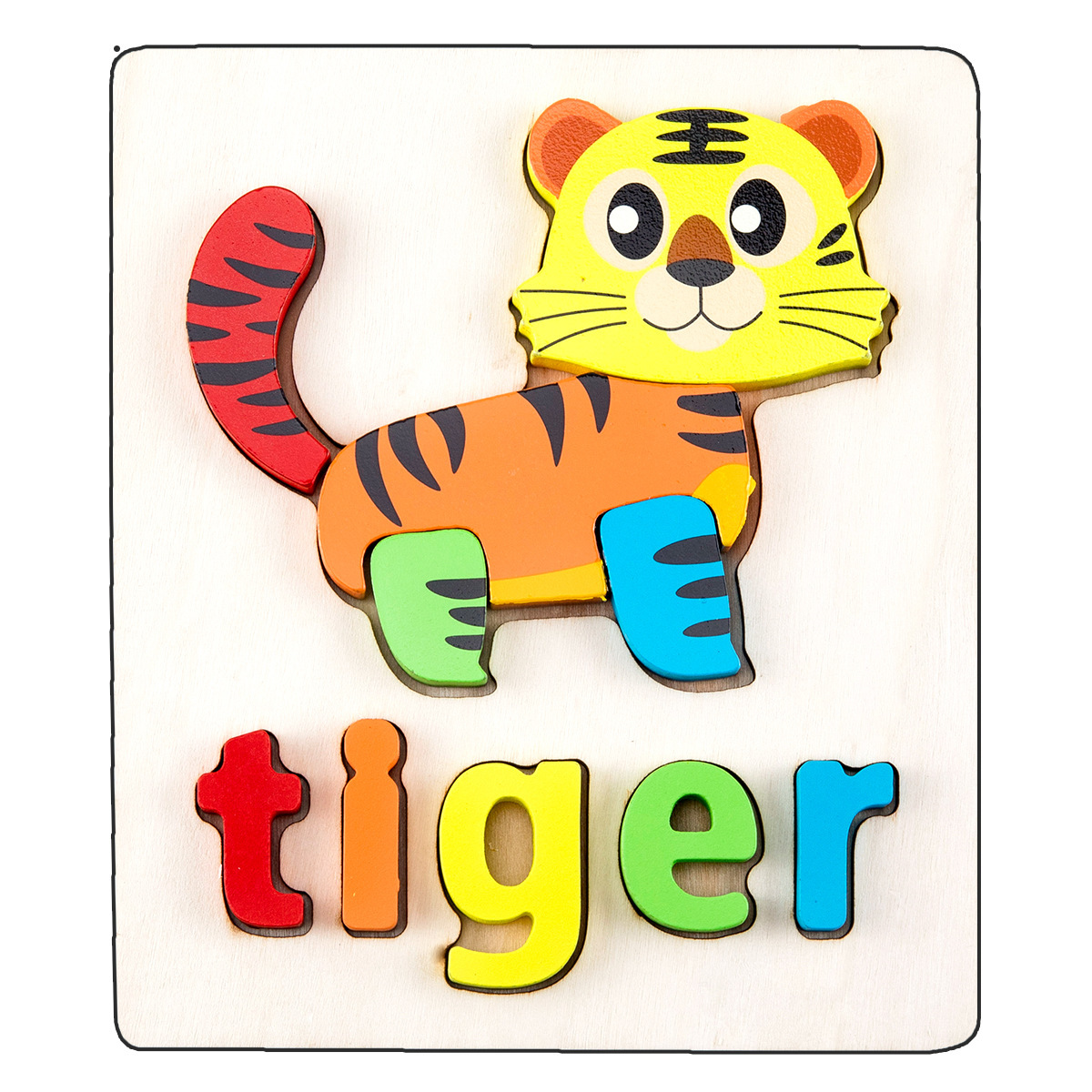 Wooden Building Block Baby Cartoon Animal Spelling Puzzle Toys Traffic 3D Puzzle Montessori Educational Toy Games for Kids