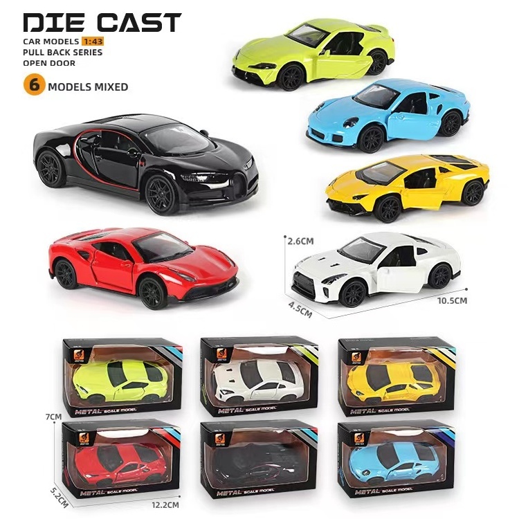 2022 Wholesale Kids Custom 1:43 Toys hotwheels Alloy Car Pull Back Juguetes para los ninos Metal Craft Diecast Toy Vehicles