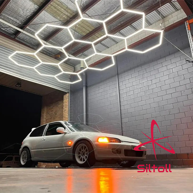 Best Selling High Brightness Car Detailing Hexagonal Lamp Auto Showroom Honey Comb Workshop Light