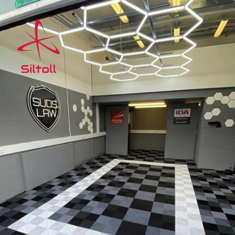 Siltoll Garage Led Light Ceiling Hex Pattern Shop Light Auto Honey Comb Light For Workshop