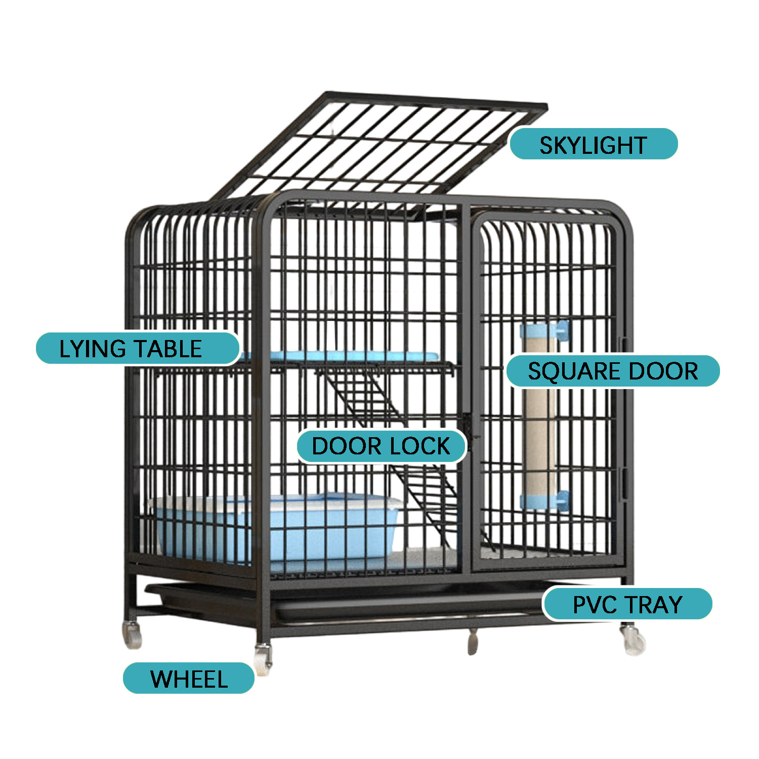 Square Tube Double Layer Cat Cage House Big Space Cat Villa Cage Luxury Large Cat Cages