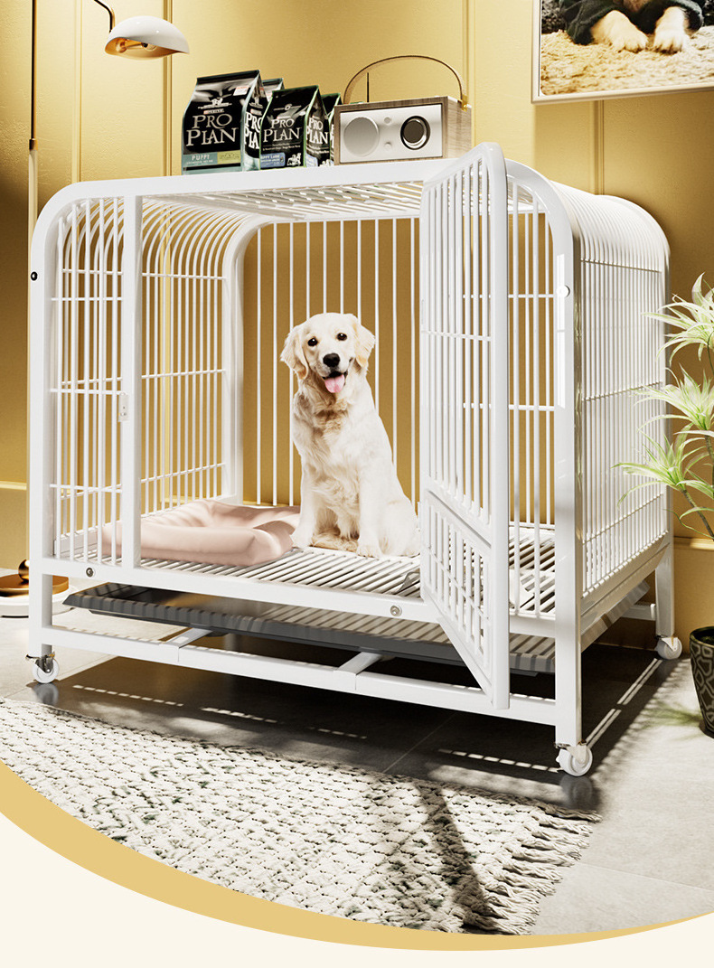 chinese factory wholesale 24 inch 48 inch square tube folding metal wire double-door tray pet training dog cage