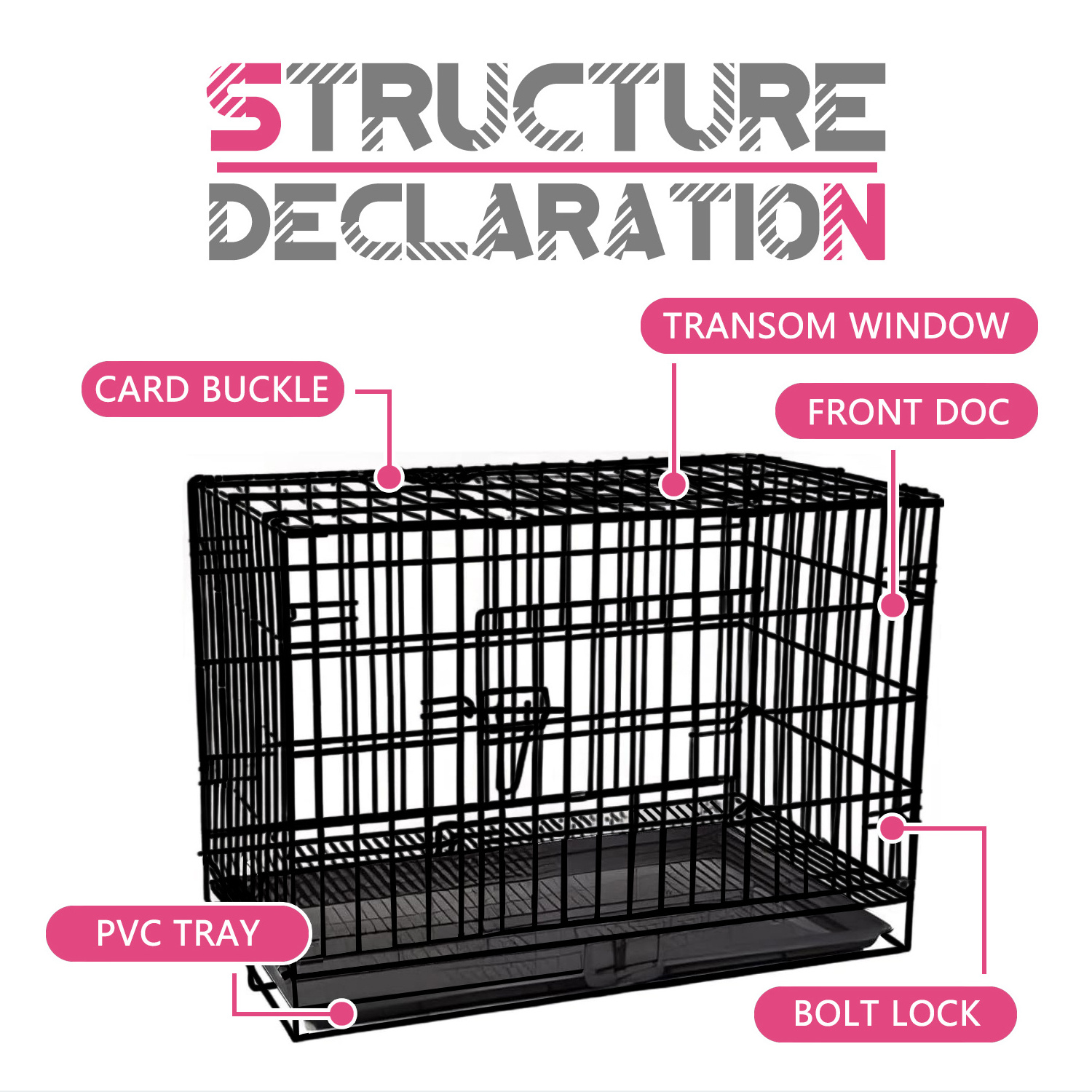 Wholesale 24 Inch 48 Inch Folding Metal Wire Double Door Tray Pet Training Dog Cage