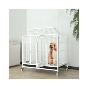 chinese factory wholesale 24 inch 48 inch square tube folding metal wire double-door tray pet training dog cage