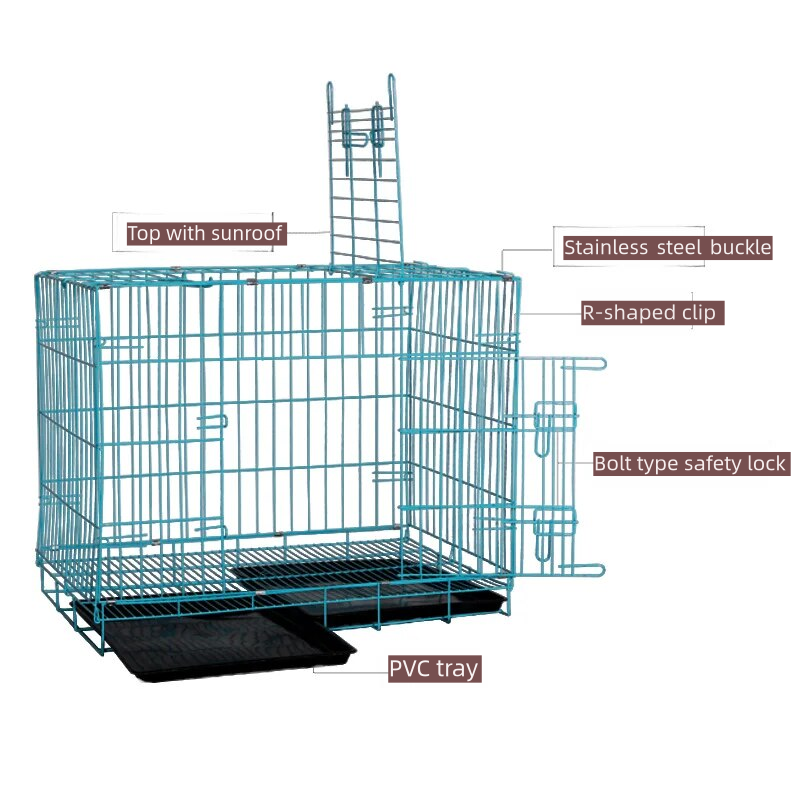 Blue Pet Dog Cage Chinese Stackable Iron Wire Dog Crate