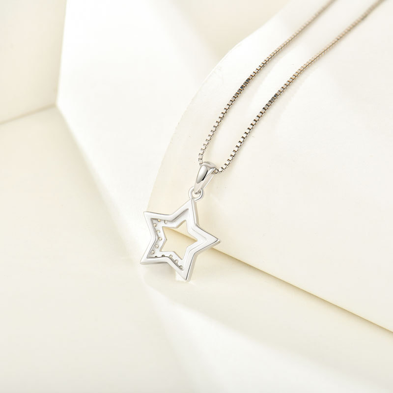 Wholesale custom jewellery cubic zirconia 925 sterling silver star pendant for women girl jewelry necklace