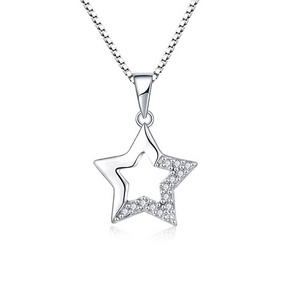 Wholesale custom jewellery cubic zirconia 925 sterling silver star pendant for women girl jewelry necklace