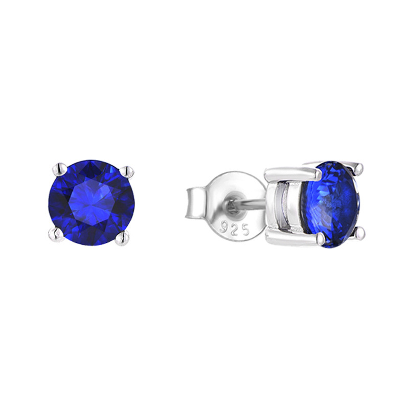 Classic Design Jewelry 925 Sterling Silver Blue Sapphire Spinel Stud Earrings Diamond Earrings for Women Jewelry Ladies Party