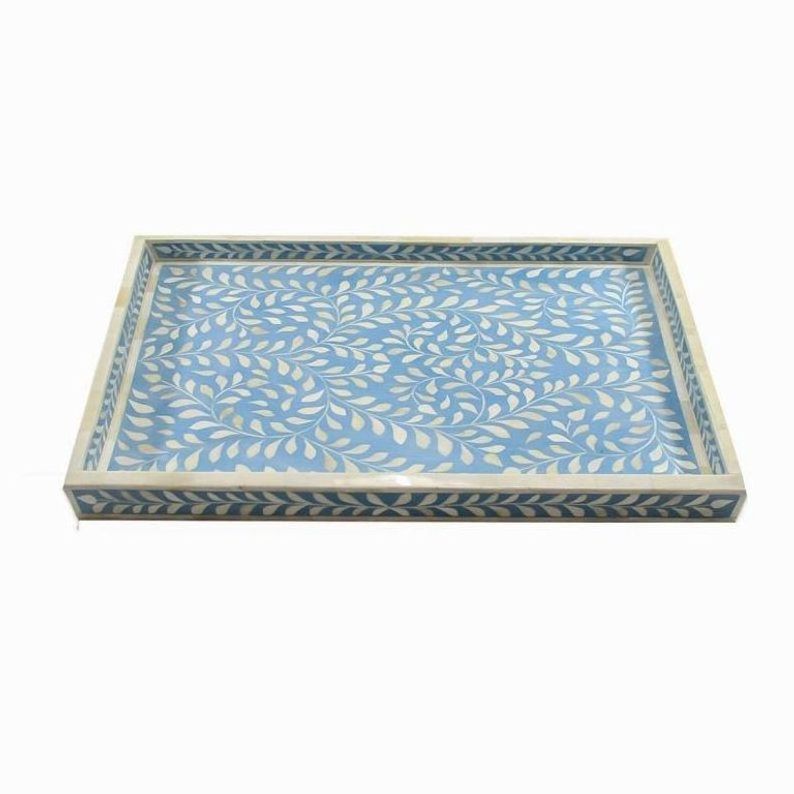 High quality bone inlay serving tray for kitchenware and tabletop restaurant wood bone inlay serving tray From India