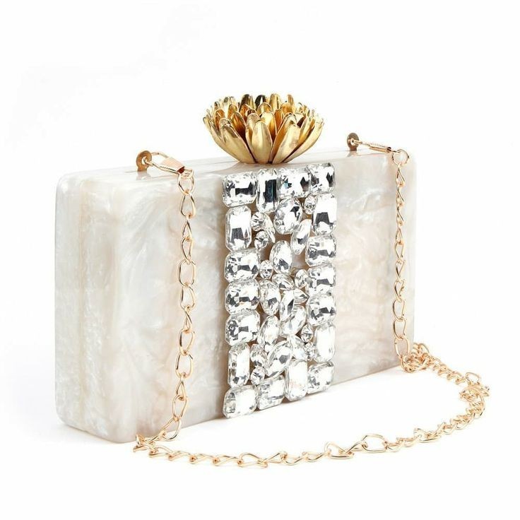 Fashion bags accessories clutch bag frames for women wallet with resin handle and chains from India