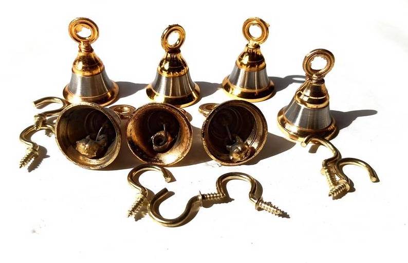 Hanging Bell in Brass, Brass Long Bell With Chain, Hanging Ritual Bell For Home Mandir Temple Door