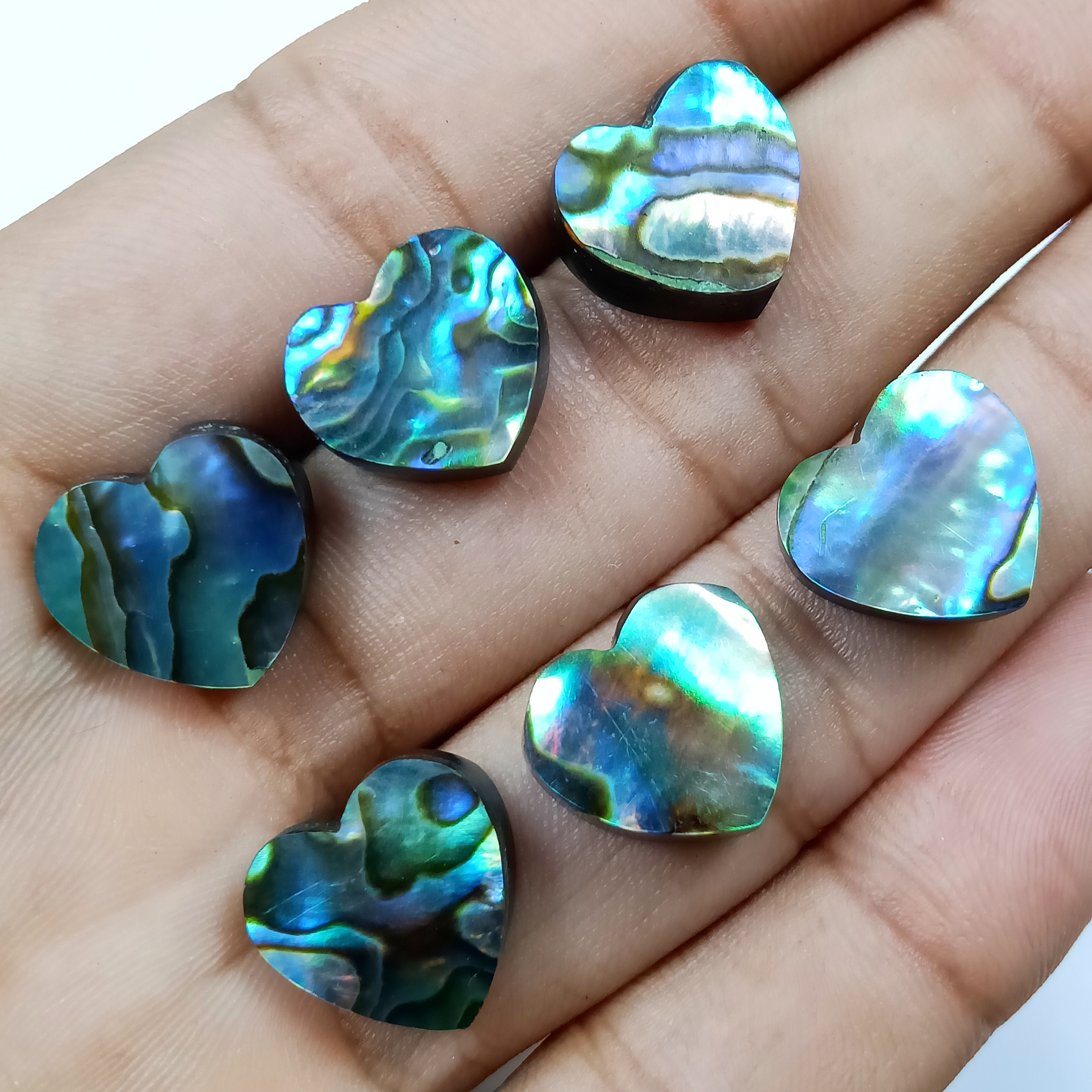 Abalone Shell Natural Heart Shape Cabochon Semiprecious Jewelry Making Wholesale Gemstone