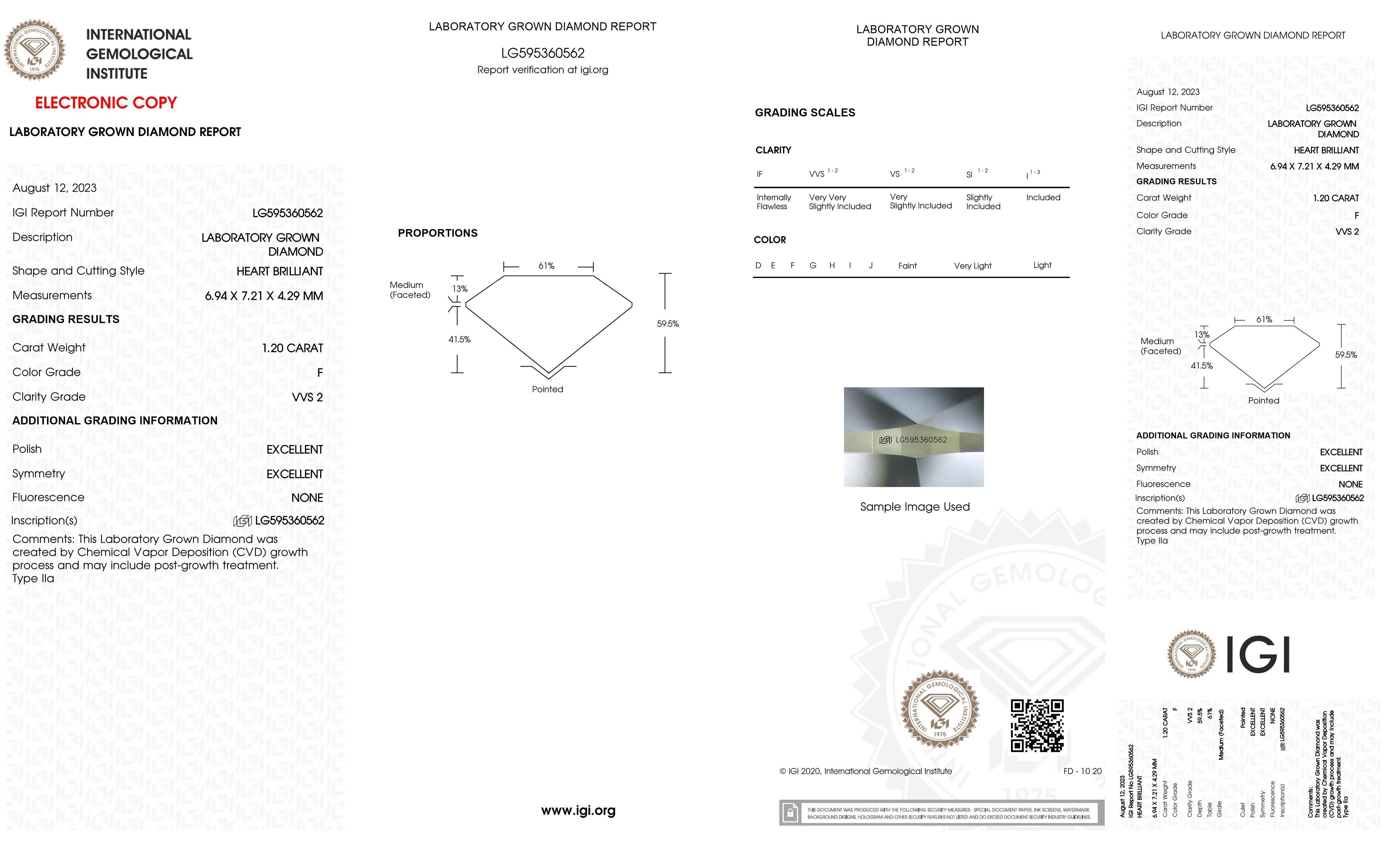 Wholesale White 1.20 Carat HPHT CVD Loose Lab Grown Solitaire Diamonds IGI Certified Heart Cut Lab Created Diamond Price