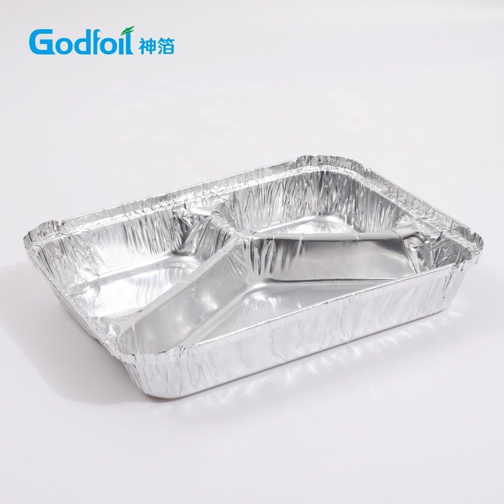 Food Lunch Box 3 Compartment Rectangular Disposable Aluminum Foil Container