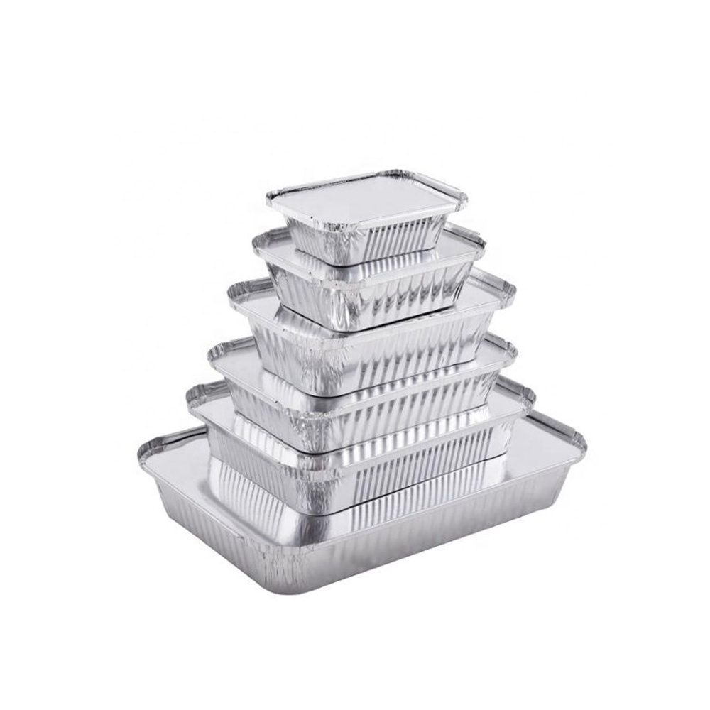 Low price silver disposable aluminum foil tray pie pans takeaway foil box household aluminum foil container