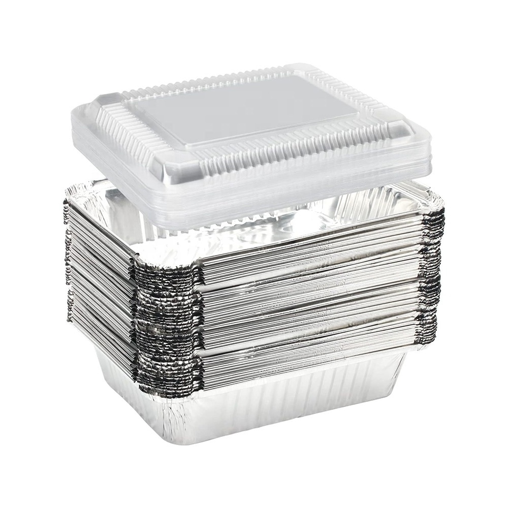 Low price silver disposable aluminum foil tray pie pans takeaway foil box household aluminum foil container