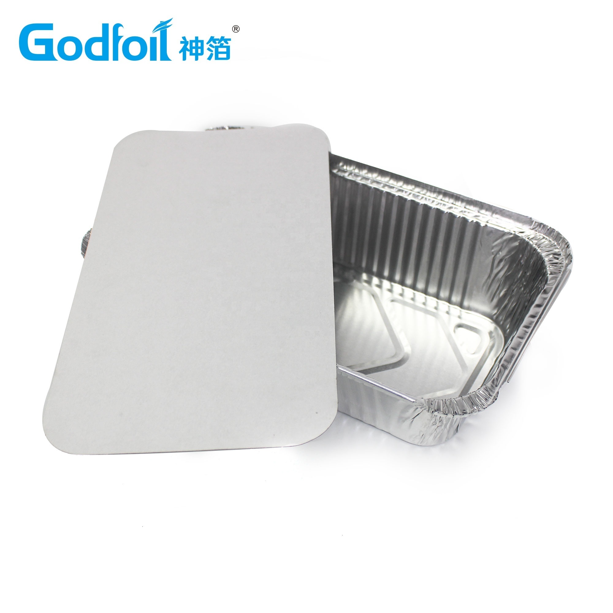 Eco-friendly Household Rectangular Food Grade Aluminum Foil Container 83160 Packaging 8011 3003 Godfoil Pulp Moulding Accept ISO