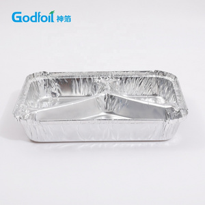 Food Lunch Box 3 Compartment Rectangular Disposable Aluminum Foil Container