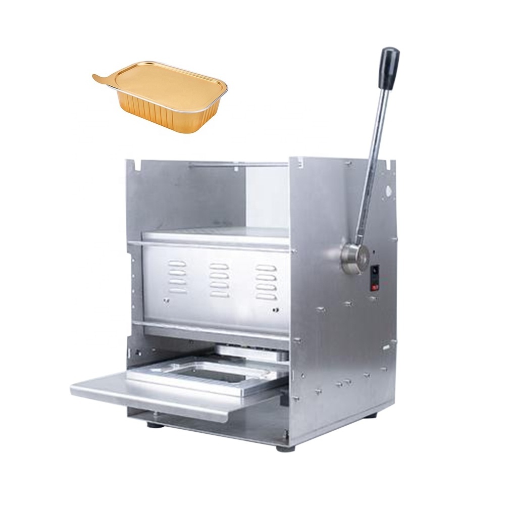 Wholesale small full/semi-automatic disposable takeaway food box aluminum tray food container heat sealing machine