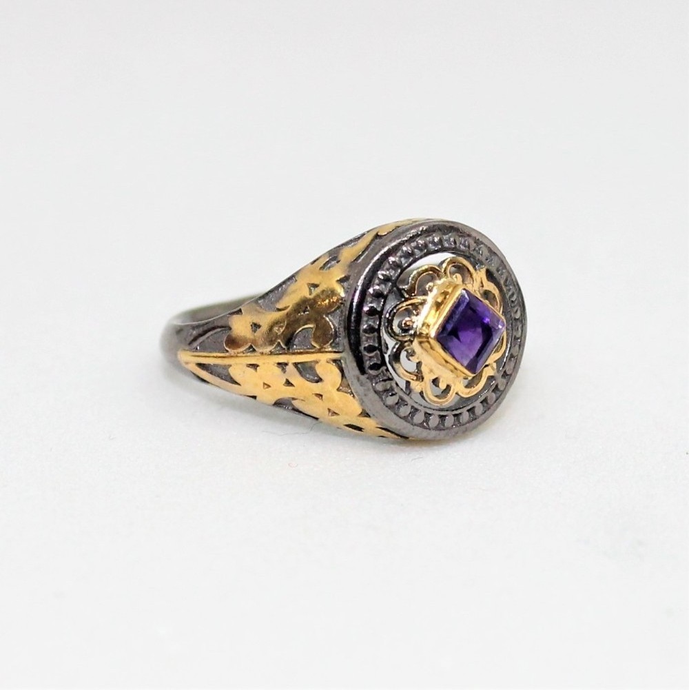 Latest Natural Amethyst Gemstone Women Gift Jewelry Silver 925 sterling 18K Gold Plated Women Fashion Stackable Ring