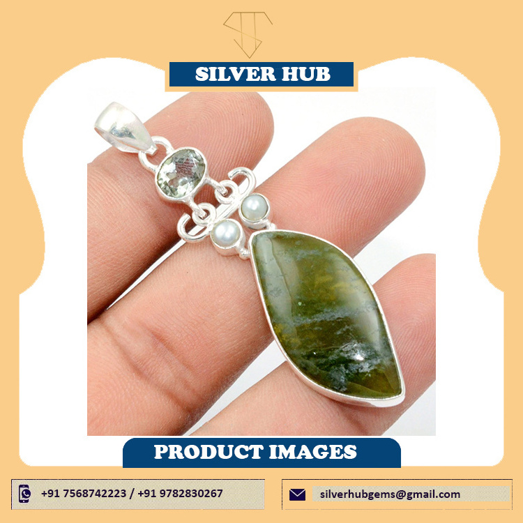 Top Quality Unique 925 Sterling Silver Nephrite Jade Handmade Pendant For Sale At Best Price