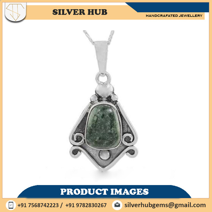 Latest 925 Sterling Silver Green Jade Handmade Pendant For Sale At Best Price