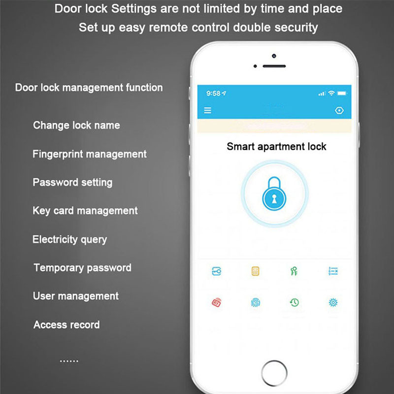 Glomarket Smart Home Waterproof Smart Electric Rim Lock with Tuya APP Control WIFI Outdoor Gate Door Fingerprint Smart Lock