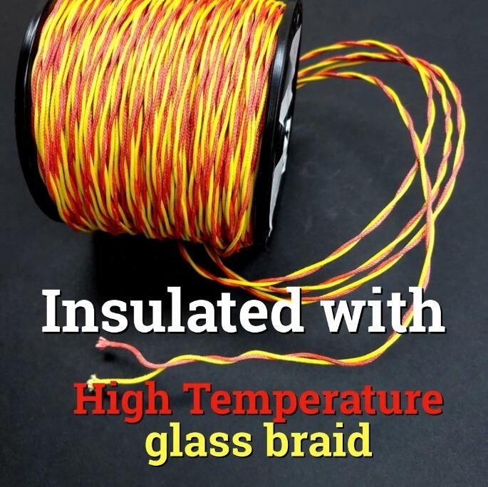 700C Max 1/0.711mm Type K Thermocouple Wire 100m roll  High Temperature Glass Fibre Insulation Red and Yellow Thermocouple wire