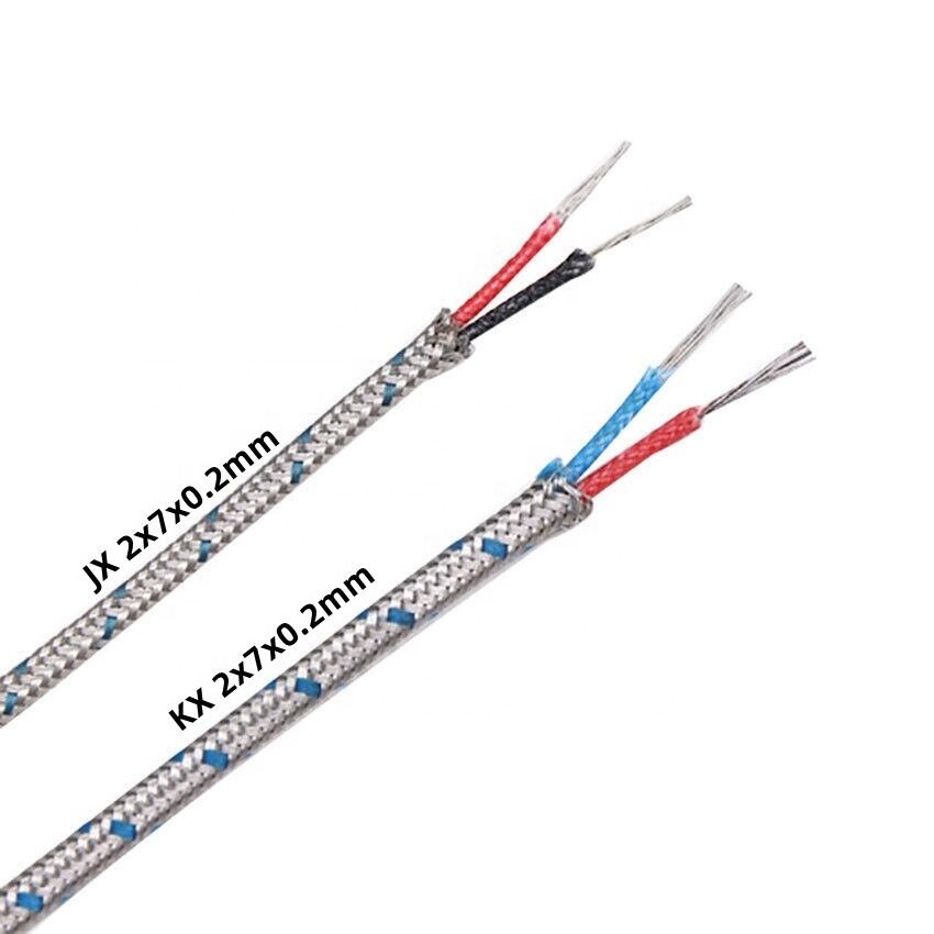 Type K/J/E thermocouple extension cable galas fiber insulated stainless steel shield thermocouple wire temperature sensor wire