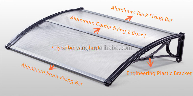 Plastic support awning polycarbonate sheet door window canopy sun shed gazebo