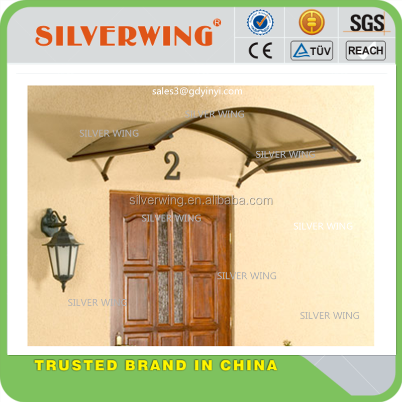 Aluminum doors canopy rain shelter with clear polycarbonate roof covering