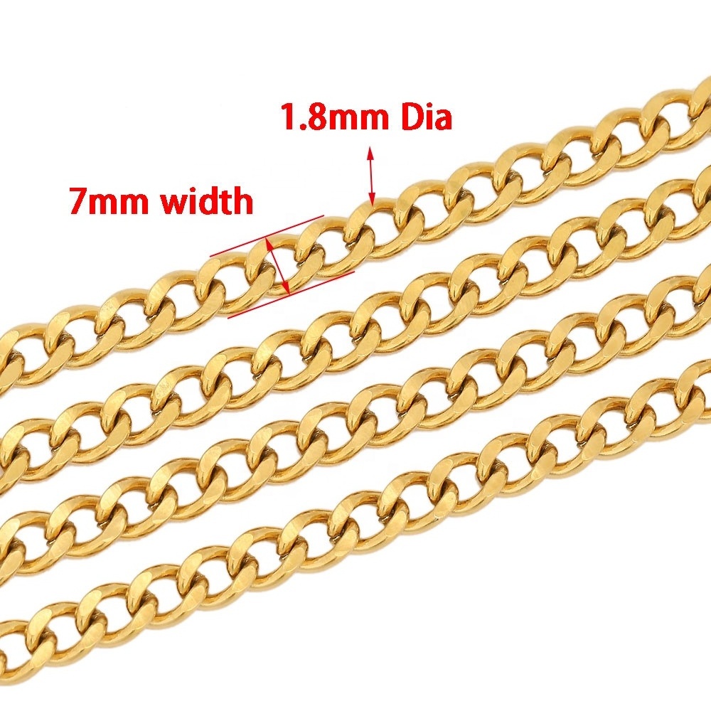 Handmade 1 Meter Stainless Steel Gold Plating Cuban Link Chain Bulk for DIY Jewelry Making Crafts Bracelet  Accessories