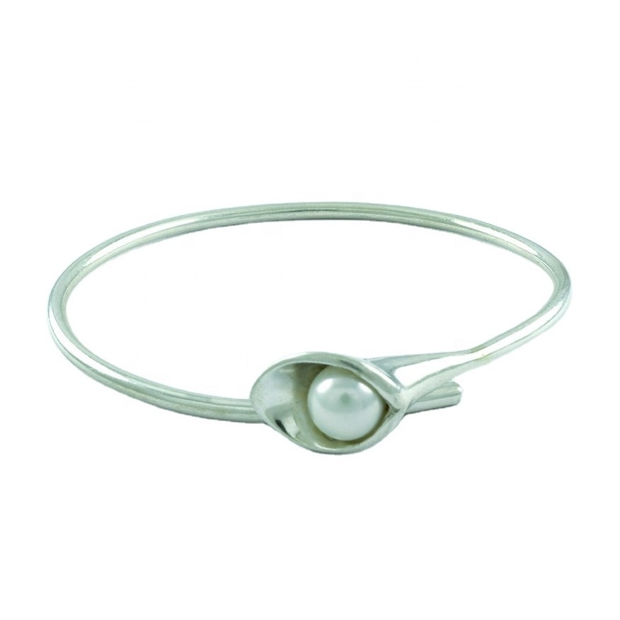 PEARL STONE 925 STERLING SILVER WOMEN'S BANGLE LILLY DESIGN JEWELRY sterling silver 925 jewellery Bangle