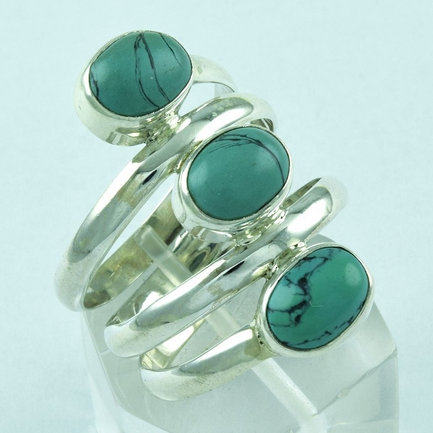 Beautiful Turquoise Stone Handmade 925 Sterling Silver Ring Wholesaler India