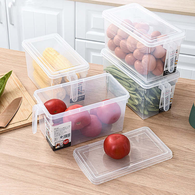 Hot Sale Stackable Clear Space Plastic Kitchen Storage Containers Freezer Organizer Bins With Handle