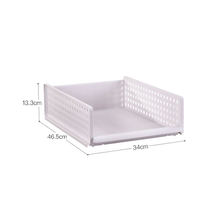 Hot Sale Plastic White Stackable Storage Shelves Collapsible Cabinet Baskets Wardrobe Organizer Clothes For Drawer Bedroom